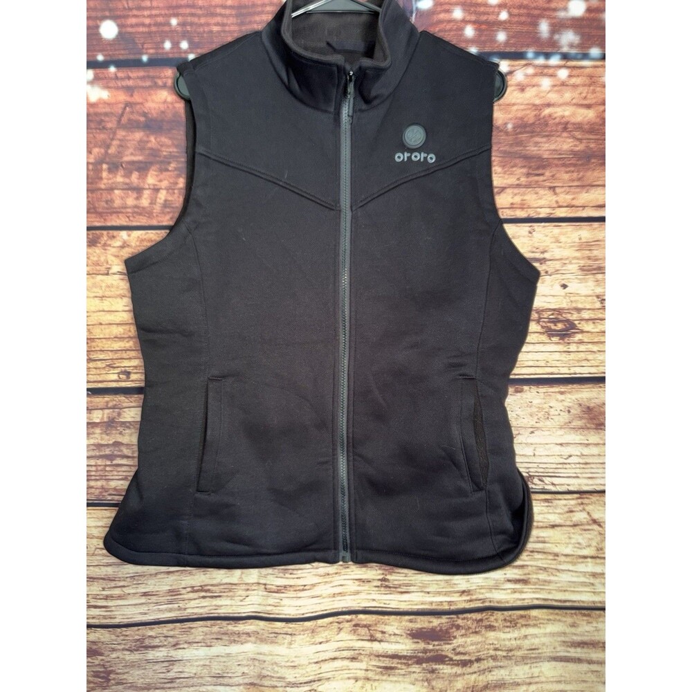 Ororo Heated Vest Womens Large Black Fleece Lined Full Zip Softshell